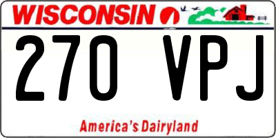 WI license plate 270VPJ