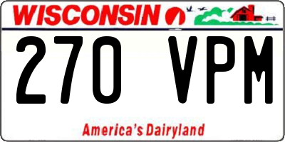 WI license plate 270VPM