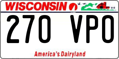 WI license plate 270VPO