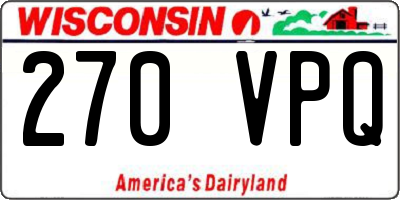 WI license plate 270VPQ