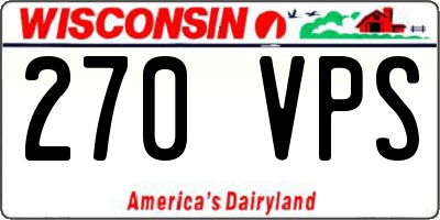 WI license plate 270VPS