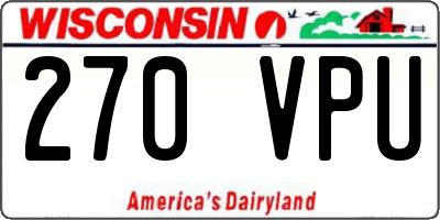 WI license plate 270VPU