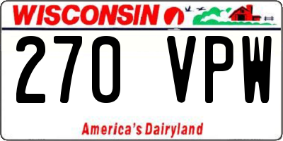 WI license plate 270VPW