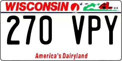 WI license plate 270VPY