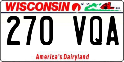 WI license plate 270VQA