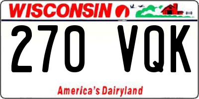 WI license plate 270VQK