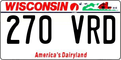 WI license plate 270VRD