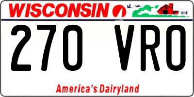 WI license plate 270VRO
