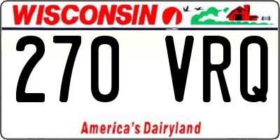 WI license plate 270VRQ