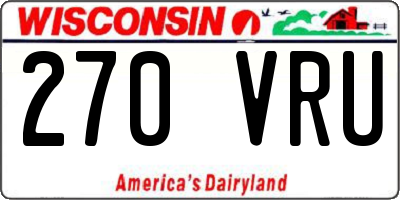 WI license plate 270VRU