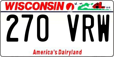 WI license plate 270VRW