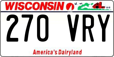 WI license plate 270VRY