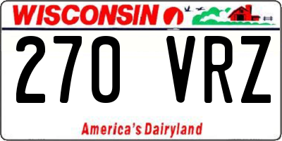 WI license plate 270VRZ