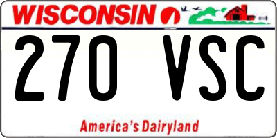WI license plate 270VSC