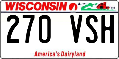 WI license plate 270VSH