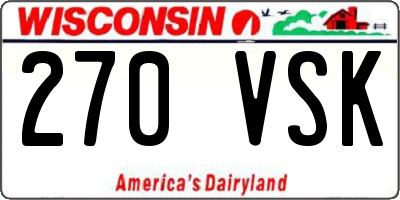 WI license plate 270VSK