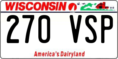 WI license plate 270VSP