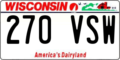 WI license plate 270VSW
