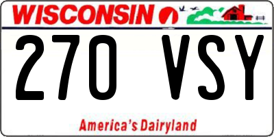 WI license plate 270VSY
