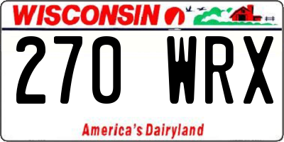 WI license plate 270WRX