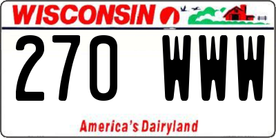 WI license plate 270WWW