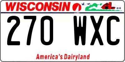 WI license plate 270WXC