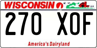 WI license plate 270XOF