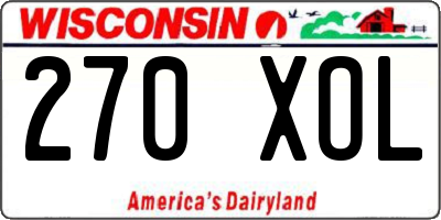 WI license plate 270XOL