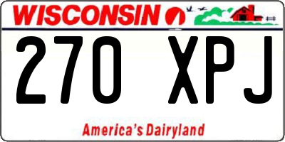WI license plate 270XPJ