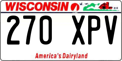 WI license plate 270XPV