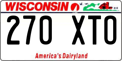 WI license plate 270XTO