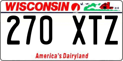 WI license plate 270XTZ