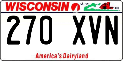 WI license plate 270XVN