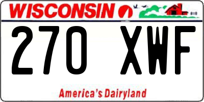 WI license plate 270XWF