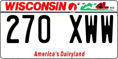WI license plate 270XWW