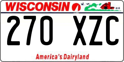 WI license plate 270XZC