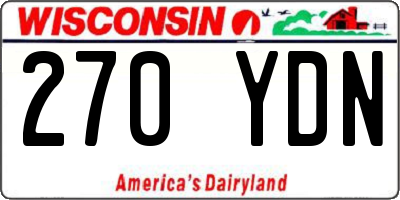 WI license plate 270YDN