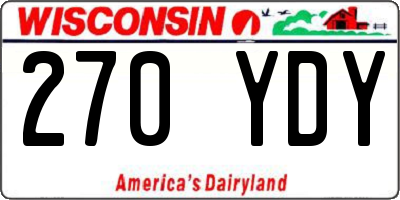 WI license plate 270YDY
