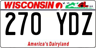 WI license plate 270YDZ