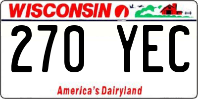 WI license plate 270YEC
