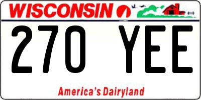 WI license plate 270YEE