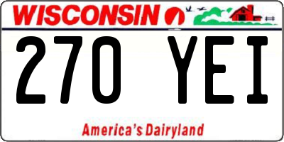 WI license plate 270YEI