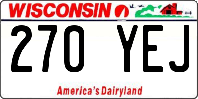 WI license plate 270YEJ