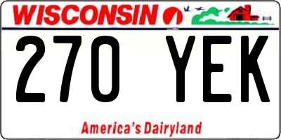 WI license plate 270YEK