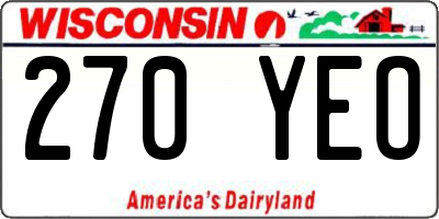 WI license plate 270YEO