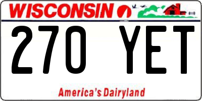 WI license plate 270YET