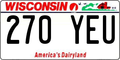 WI license plate 270YEU