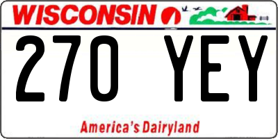 WI license plate 270YEY