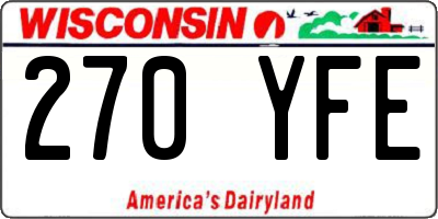 WI license plate 270YFE