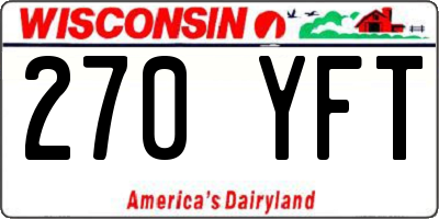 WI license plate 270YFT